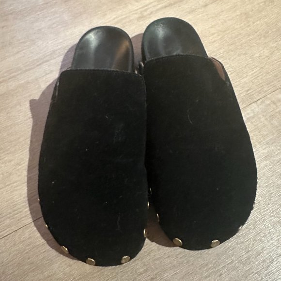J Crew Pacific Studded Clogs in Black Suede Sz 6.5 - Picture 2 of 3